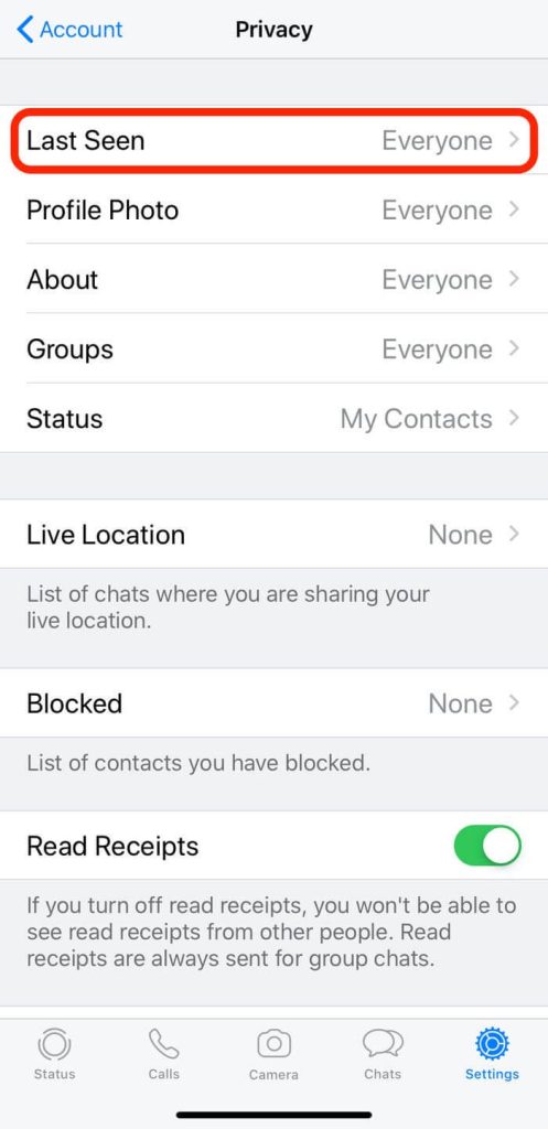 ocultar el estado en línea de whatsapp iPhone