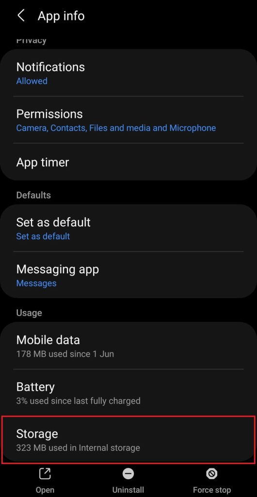 Borrar datos para cerrar sesión en Facebook Messenger
