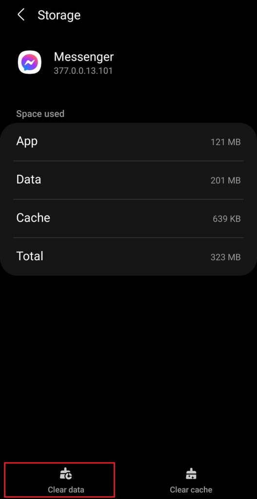 Borrar datos para cerrar sesión en Facebook Messenger