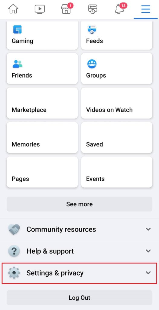 Configuración en Facebook