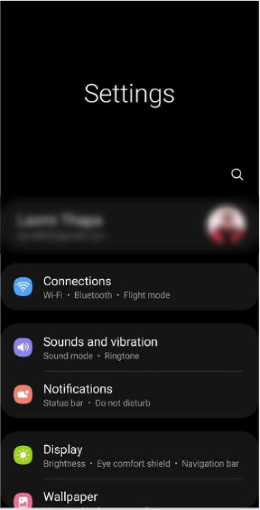 Configuración de la aplicación en Samsung