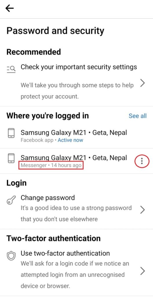 cerrar sesión en Facebook Messenger