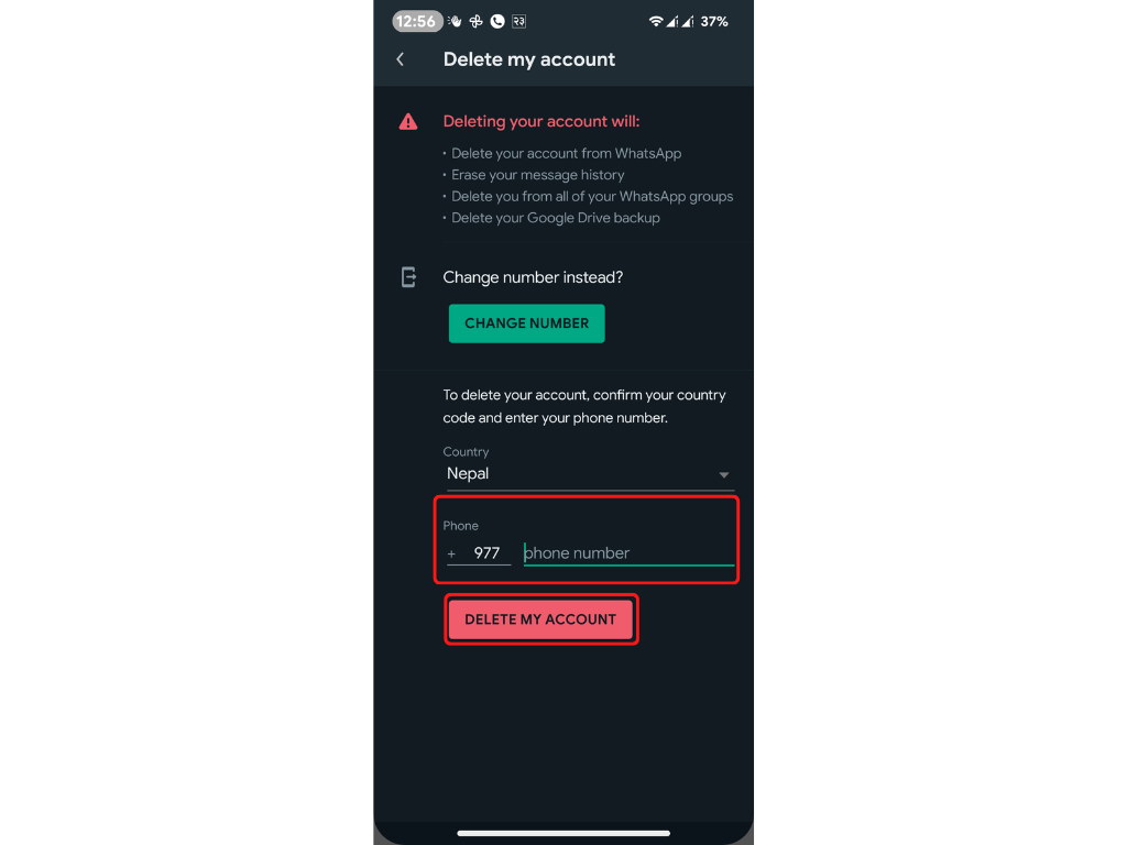 Método para eliminar la cuenta de WhatsApp en el teléfono móvil
