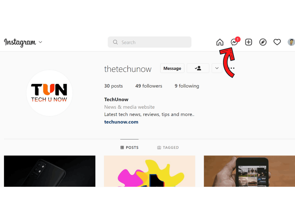 Silenciar los mensajes de Instagram de alguien en una computadora portátil
