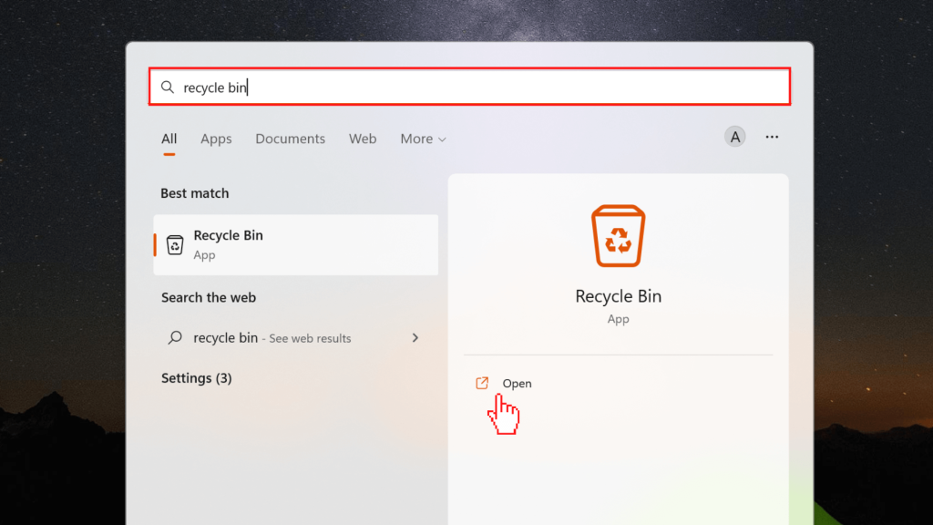 Recuperar fotos borradas de Windows 11 usando la papelera de reciclaje