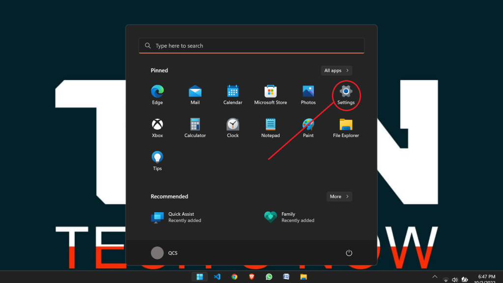Busque la aplicación de configuración