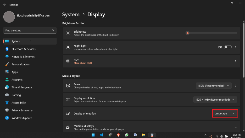 Rotar usando la aplicación de configuración
