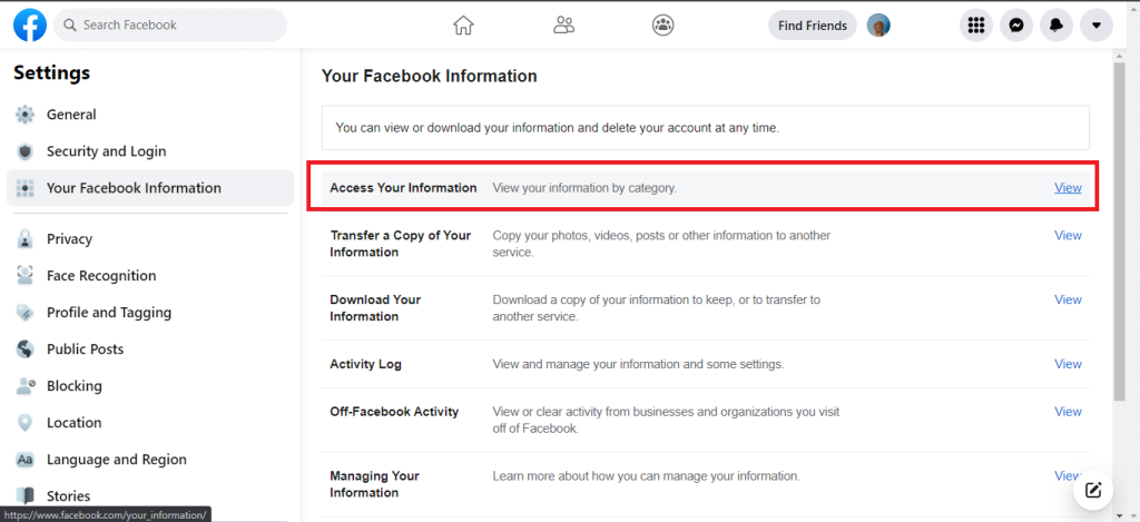 Obtén tu información en Facebook