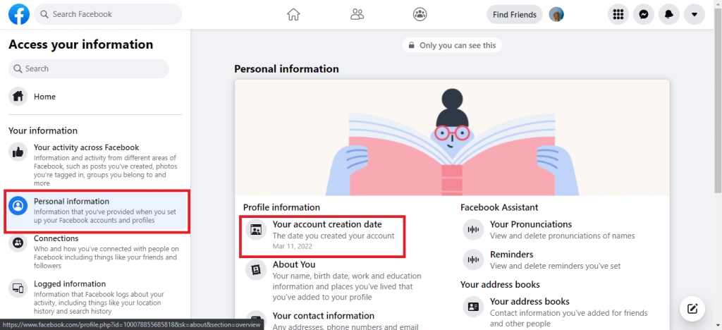 Fecha de creación de la cuenta de Facebook