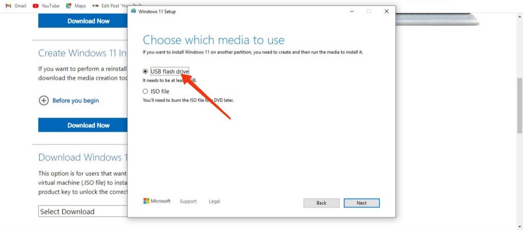 Seleccione una unidad flash USB
