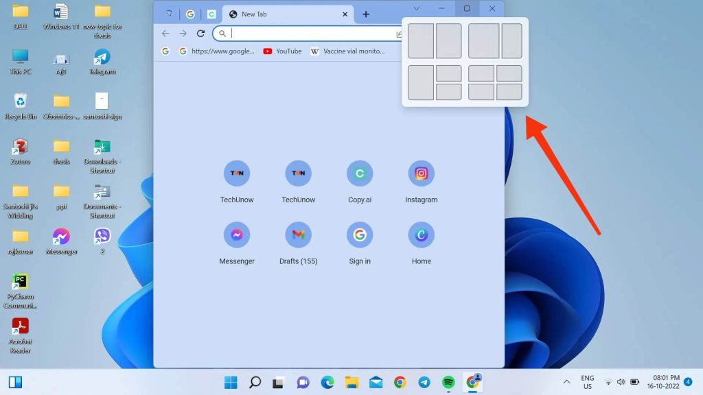 Opciones de diseño de Windows 11
