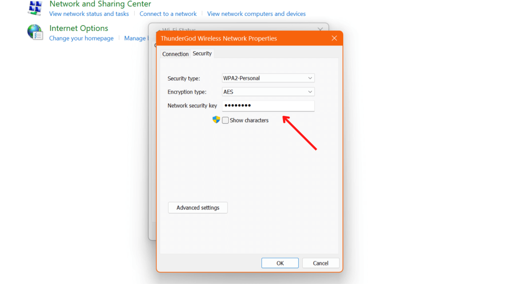 Método para verificar la contraseña de WiFi en Windows 11 usando el panel de control