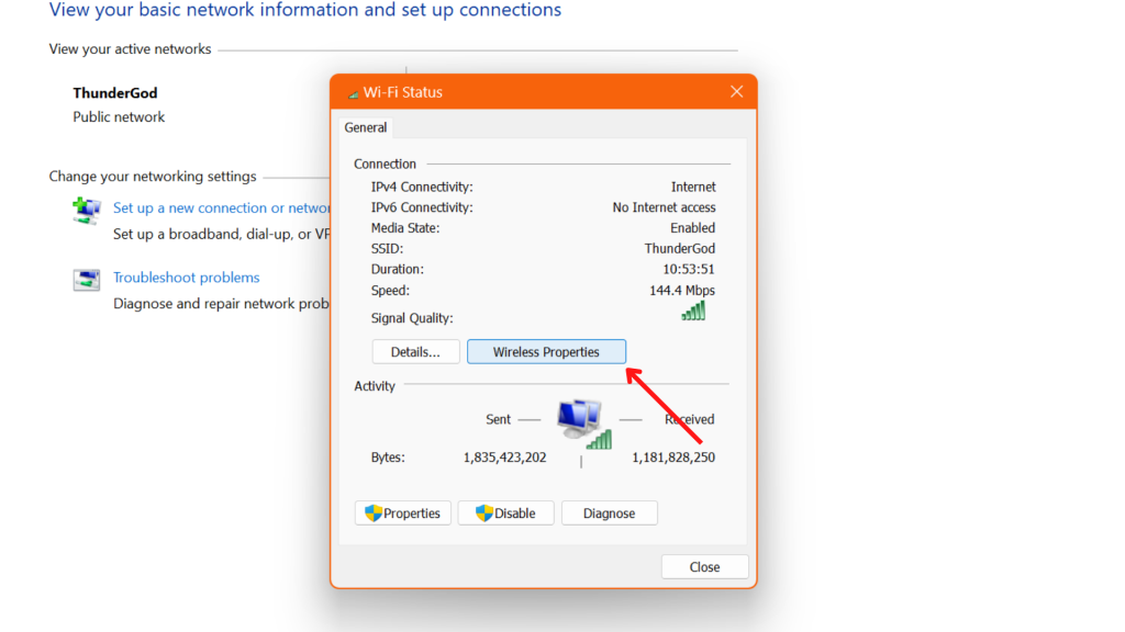 Método para verificar la contraseña de WiFi en Windows 11 usando el panel de control