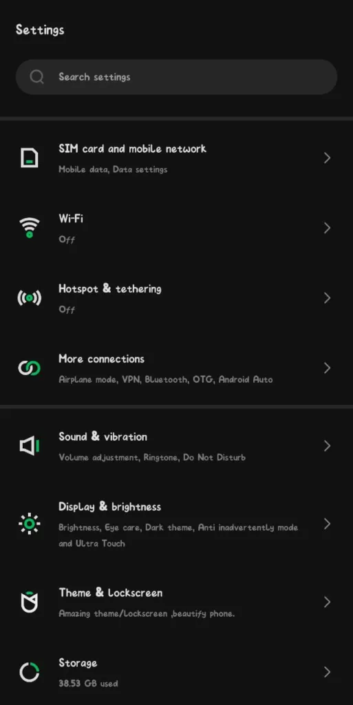 configuración de Android