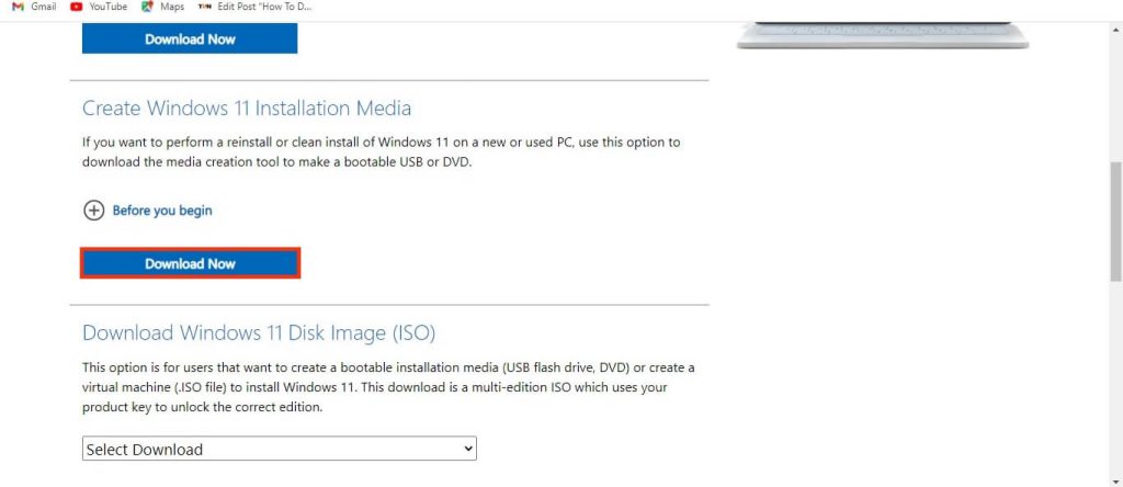 Medios de instalación de Windows 11