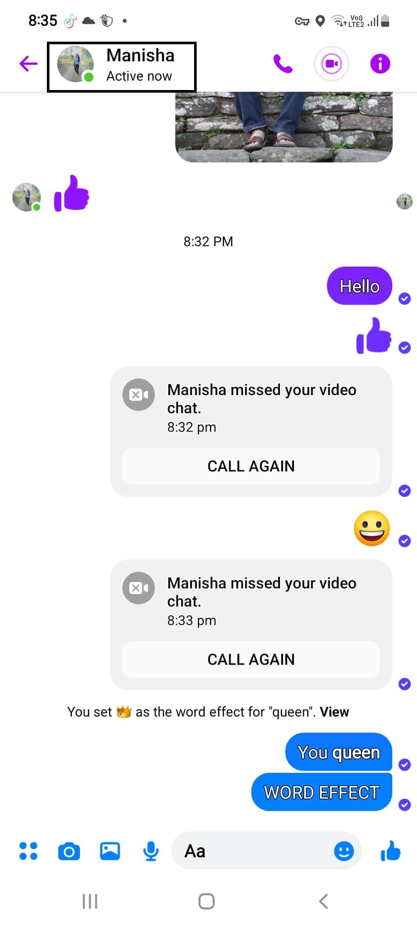 Habilitar efecto de palabra en Facebook Messenger