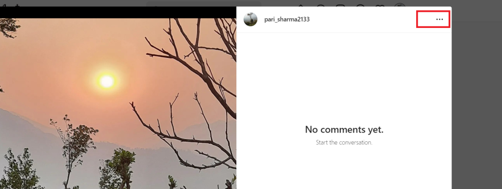 seleccione tres puntos para ocultar como contar en Instagram