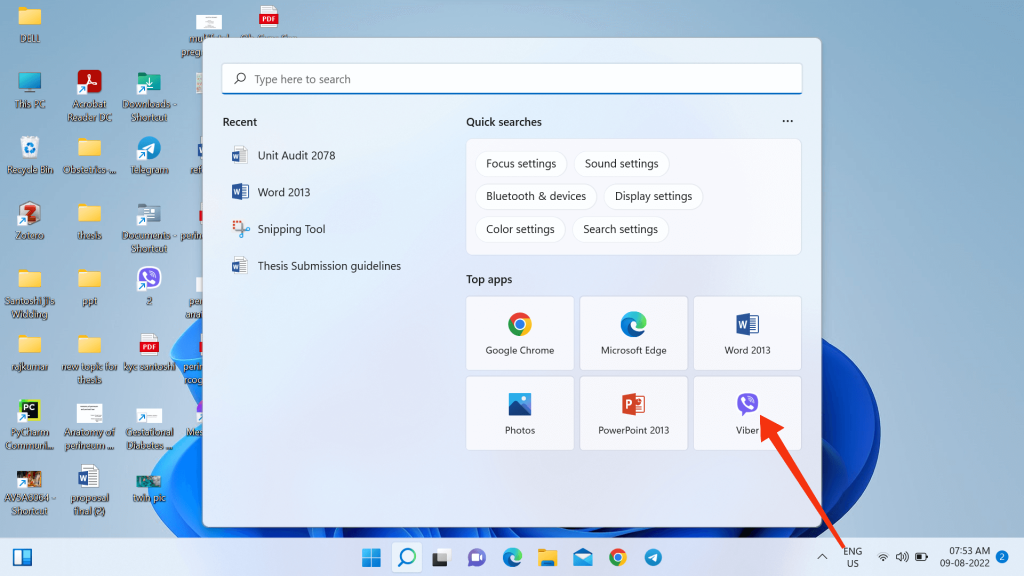 aplicaciones en el menú de inicio de Win 11