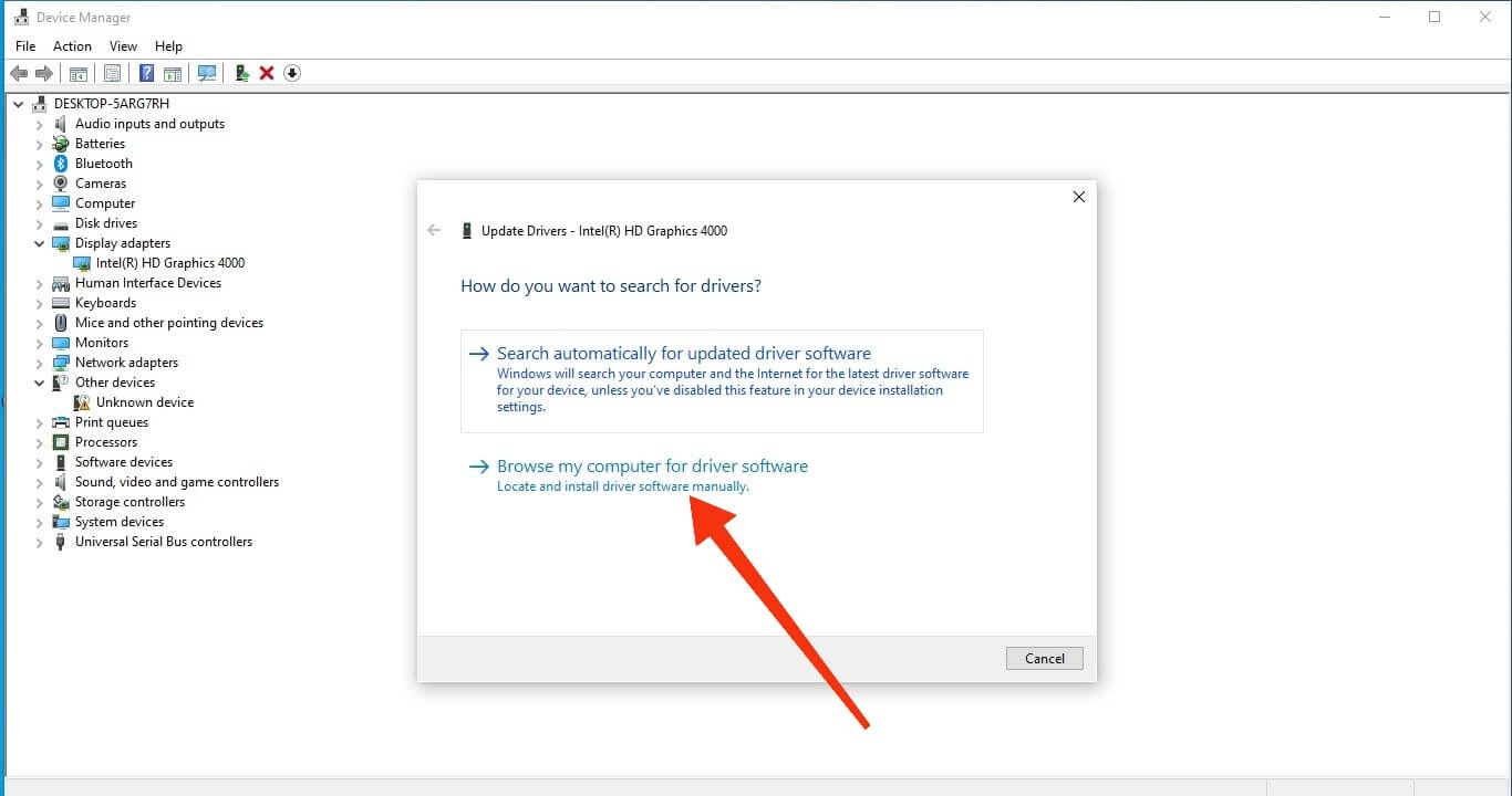 Explore la computadora e instale el controlador para Windows 11