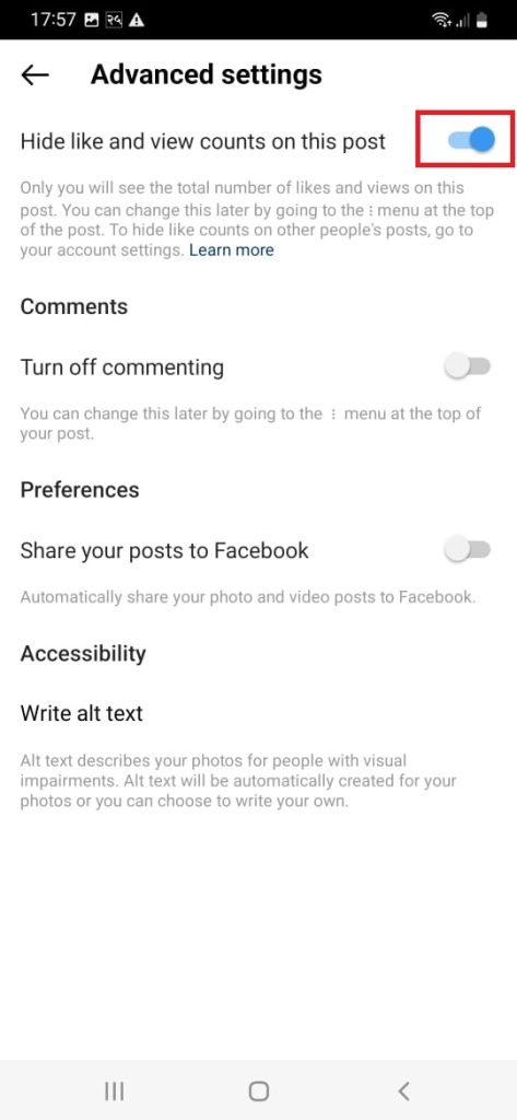 Desactivar el conteo de Me gusta en Instagram usando un dispositivo Android/IOS