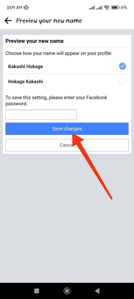 cambiar nombre en facebook
