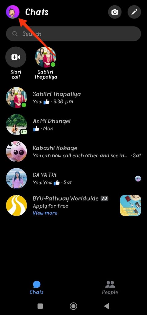 iniciar una conversación en messenger