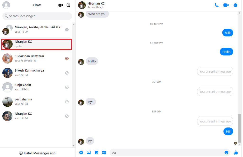 Lista de chat