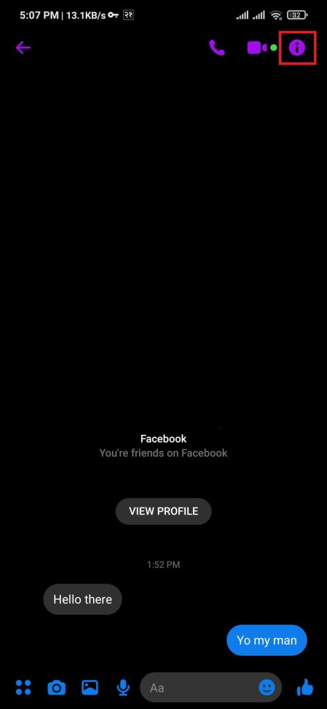 mensaje de chat de messenger