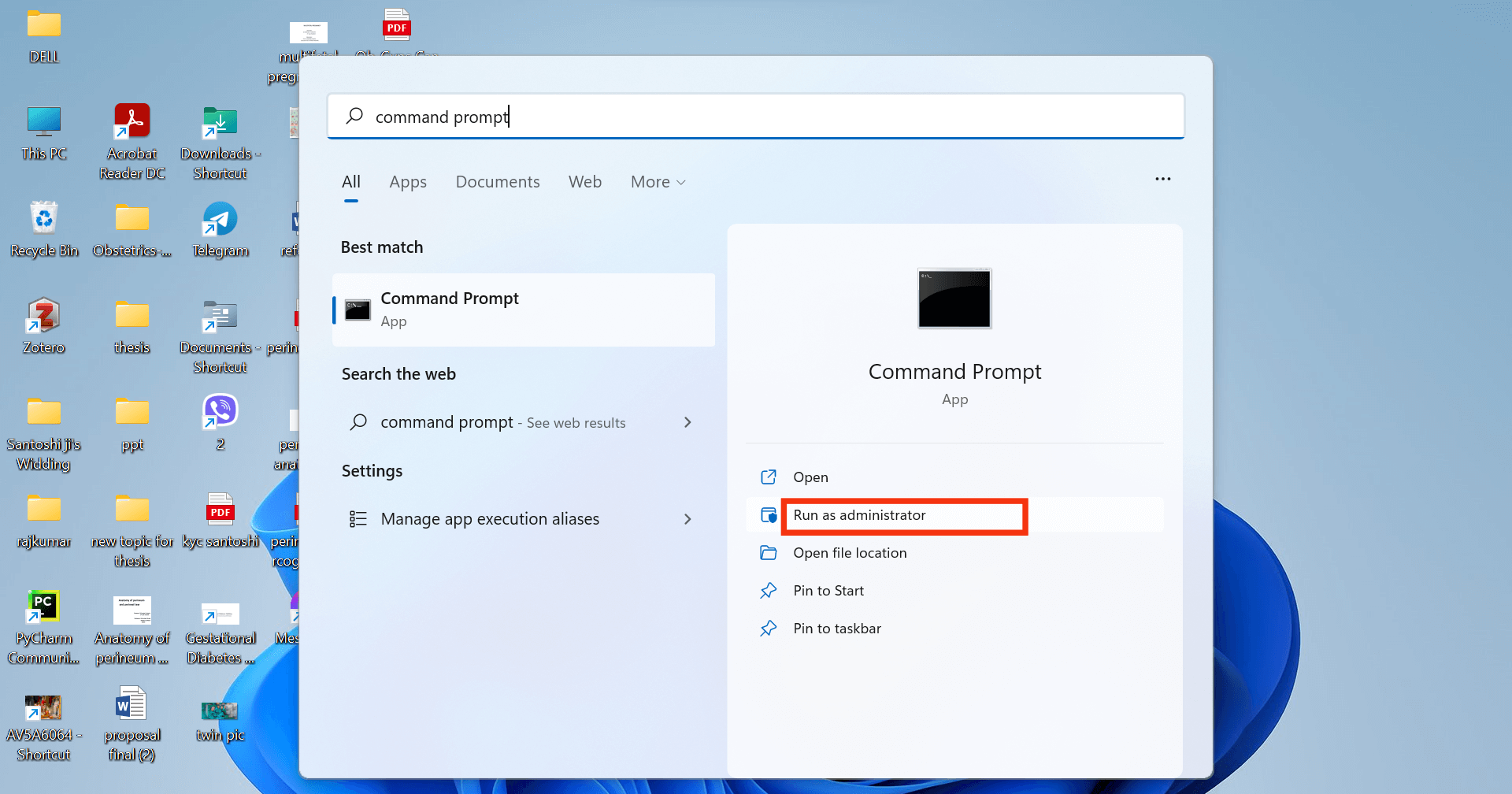 símbolo del sistema en Windows 11