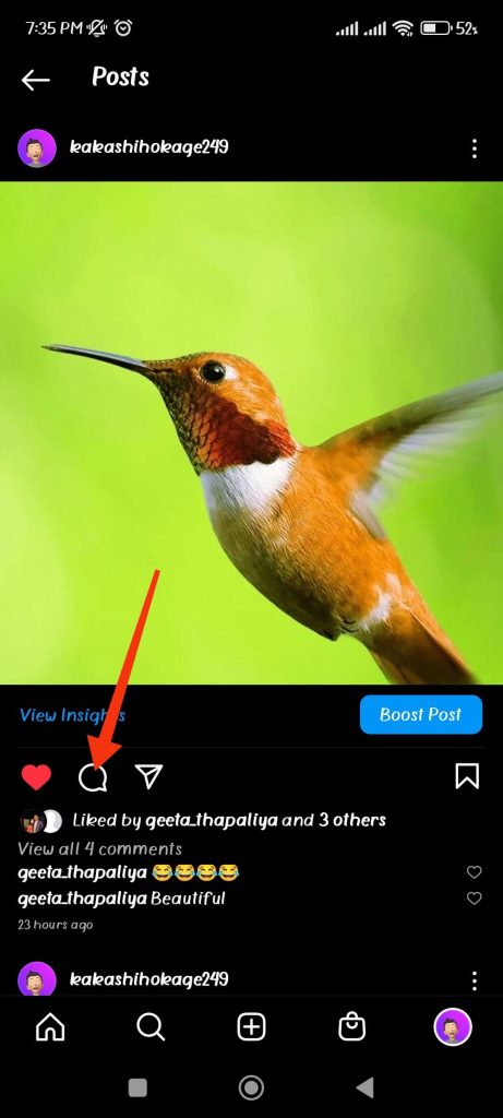 icono de comentarios de instagram