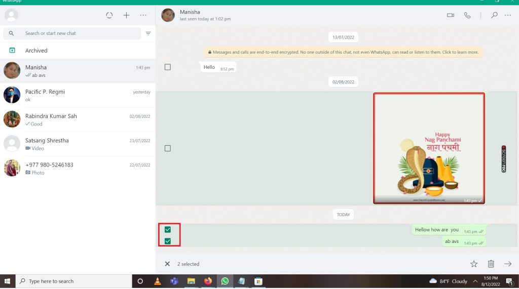Eliminar WhatsApp seleccionado