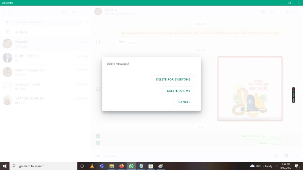 Eliminar la opción de WhatsApp