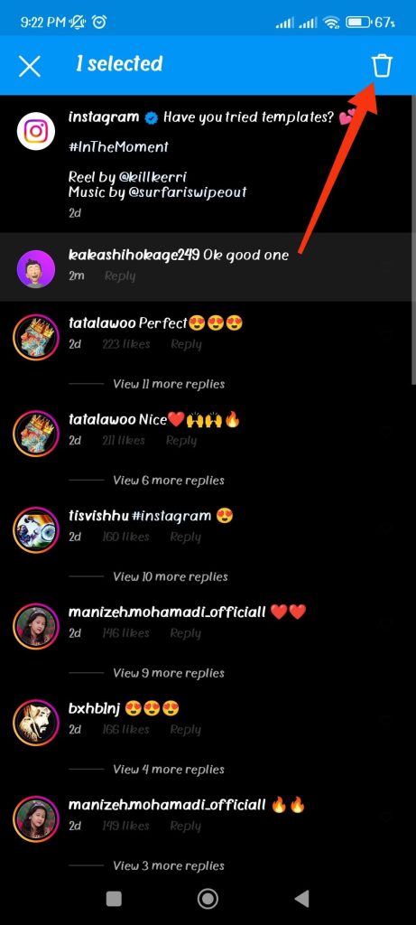borrar comentarios en instagram