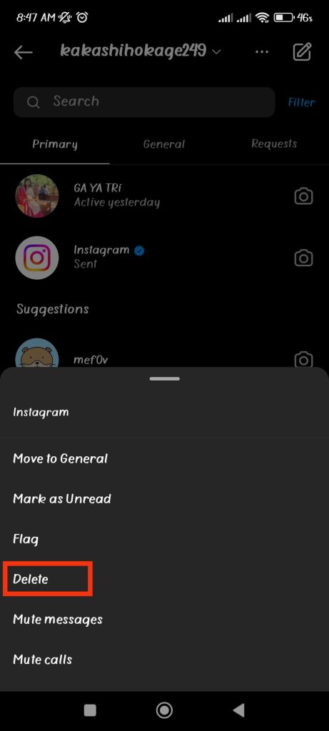borrar mensajes en instagram 