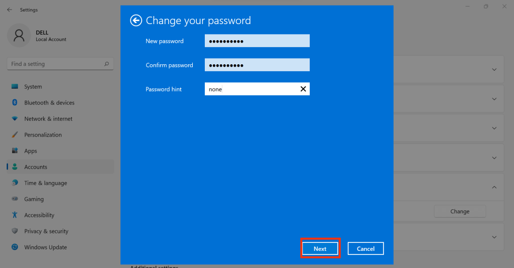 cambiar contraseña windows 11