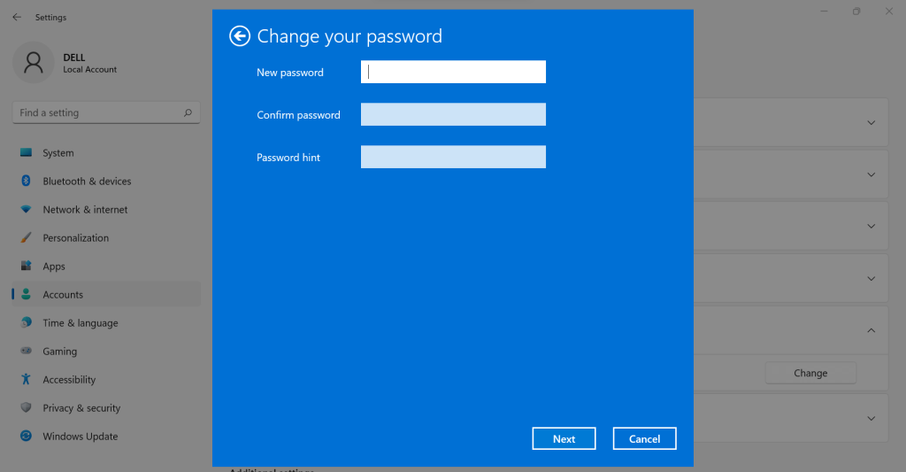 cambiar contraseña windows 11