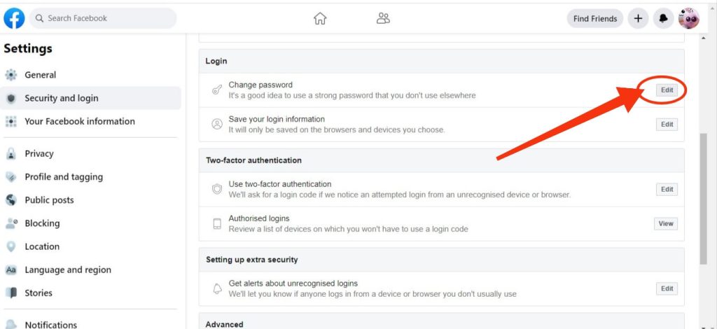 Cambia tu contraseña de FB