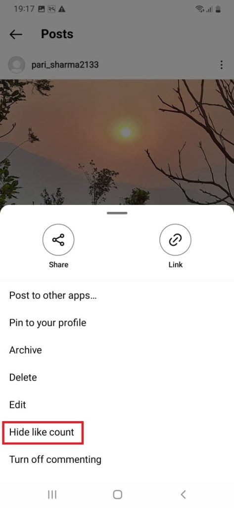 Desactivar Me gusta en Instagram después de publicar