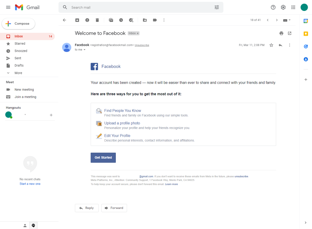 Mensaje creado por cuenta de Facebook