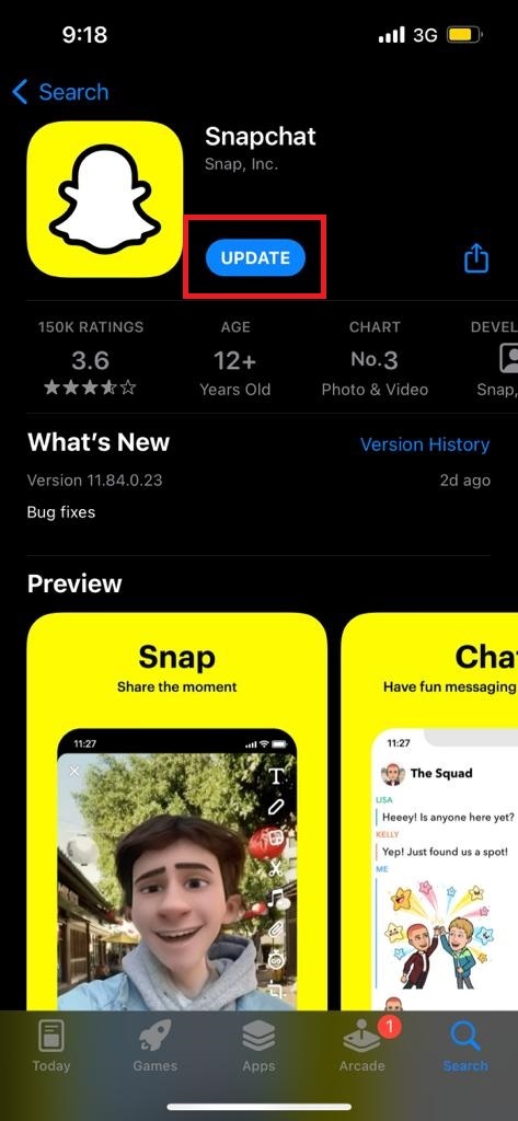 Pantalla de carga de Snapchat