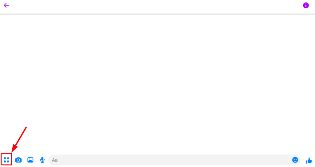 icono de cuatro puntos para compartir una ubicación en Facebook Messenger 
