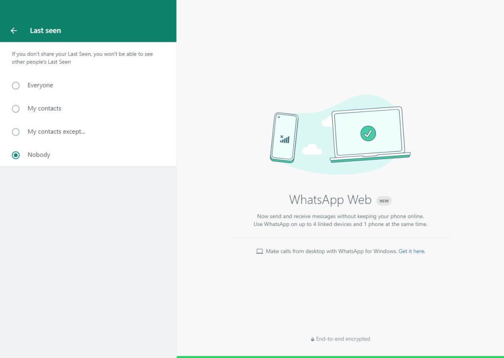 ocultar el estado en línea de Whatsapp