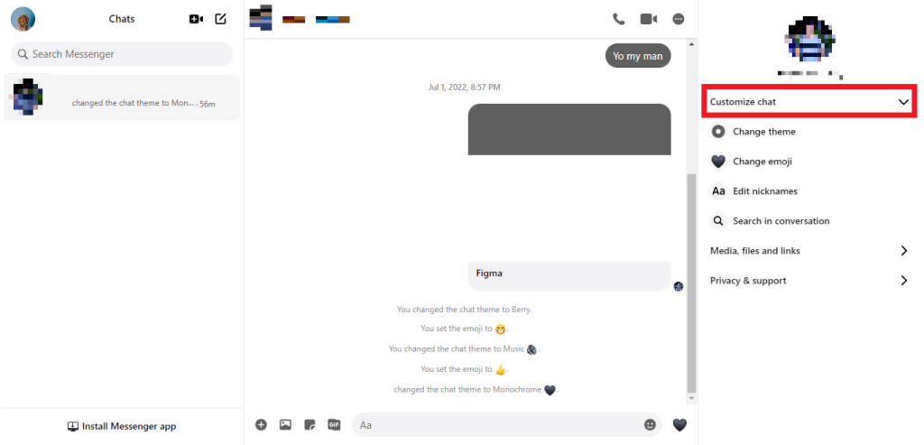 personalizar los temas de chat de elección