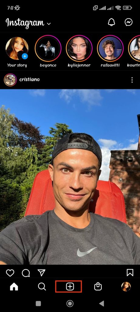 Pantalla de inicio-Instagram