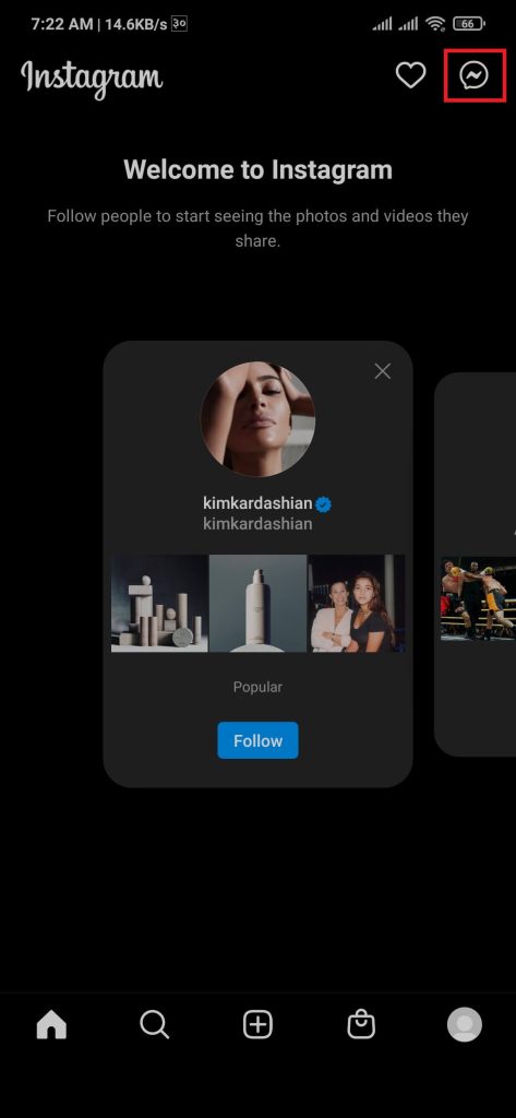 página de inicio de instagram