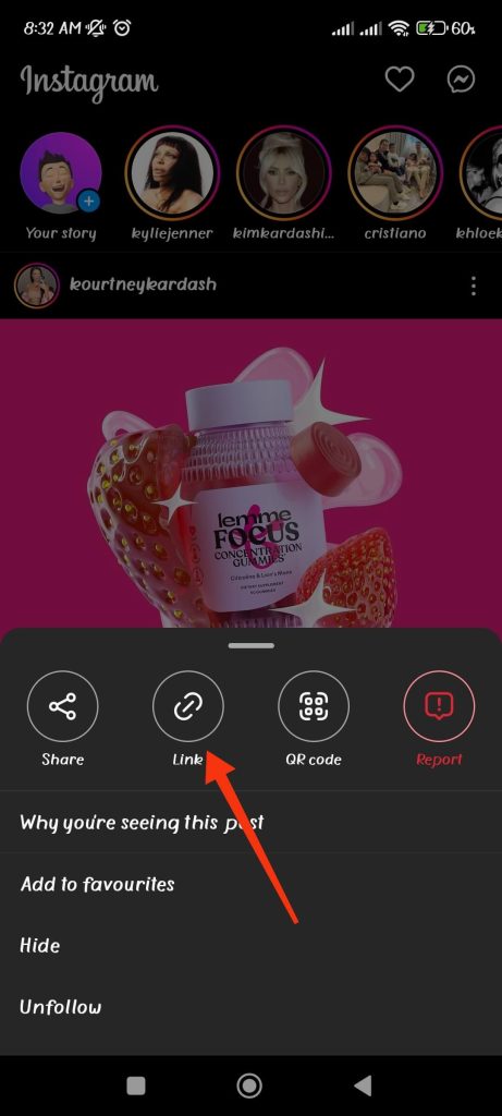 copia del enlace de la publicación de IG