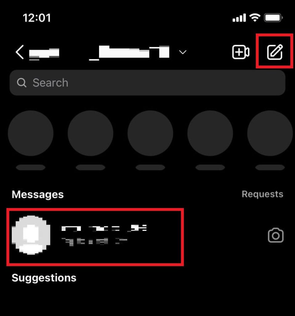 lista de mensajes en instagram