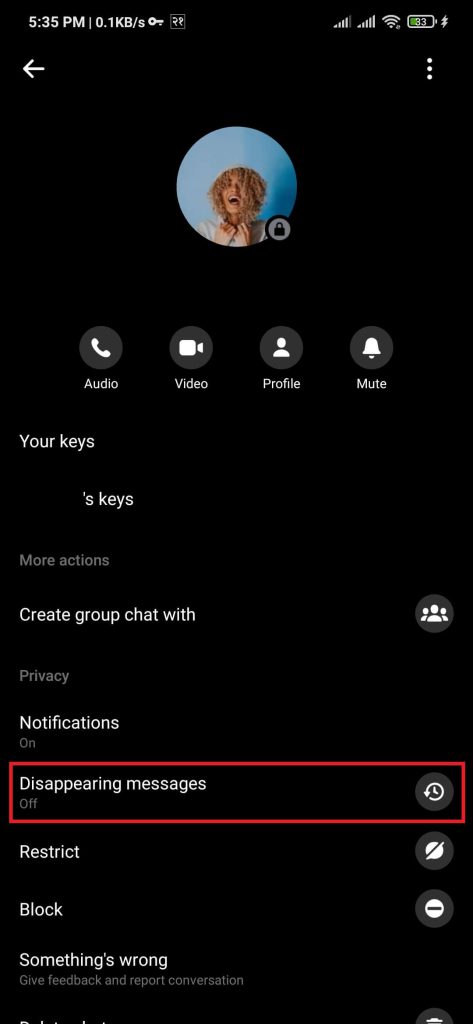 configuración de chat confidencial