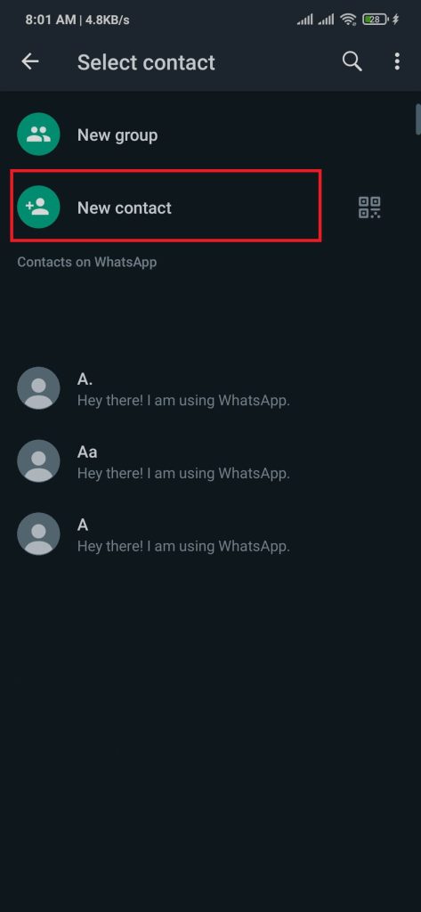 Agregar una persona en WhatsApp