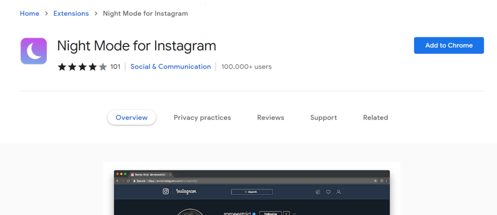 extensiones para agregar modo oscuro a Instagram